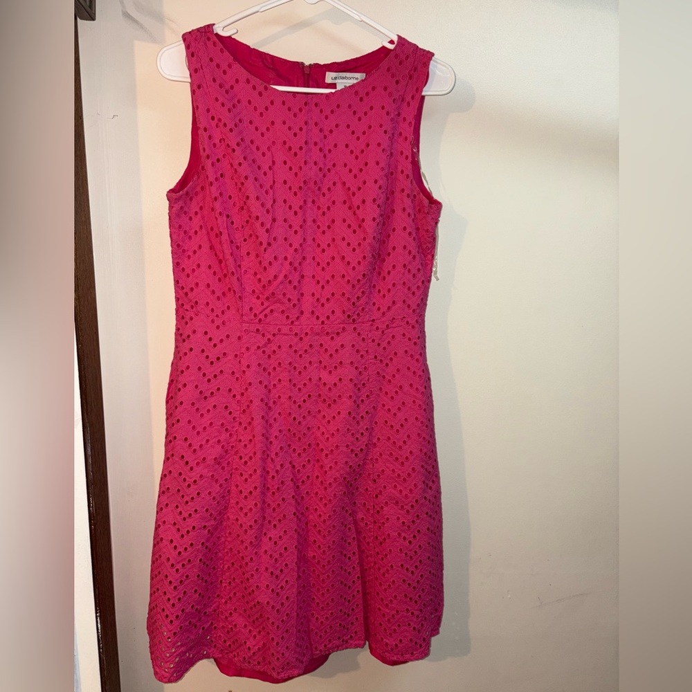 Liz Claiborne Pink Sheath Mini Dress Crew Neck Sleeveless